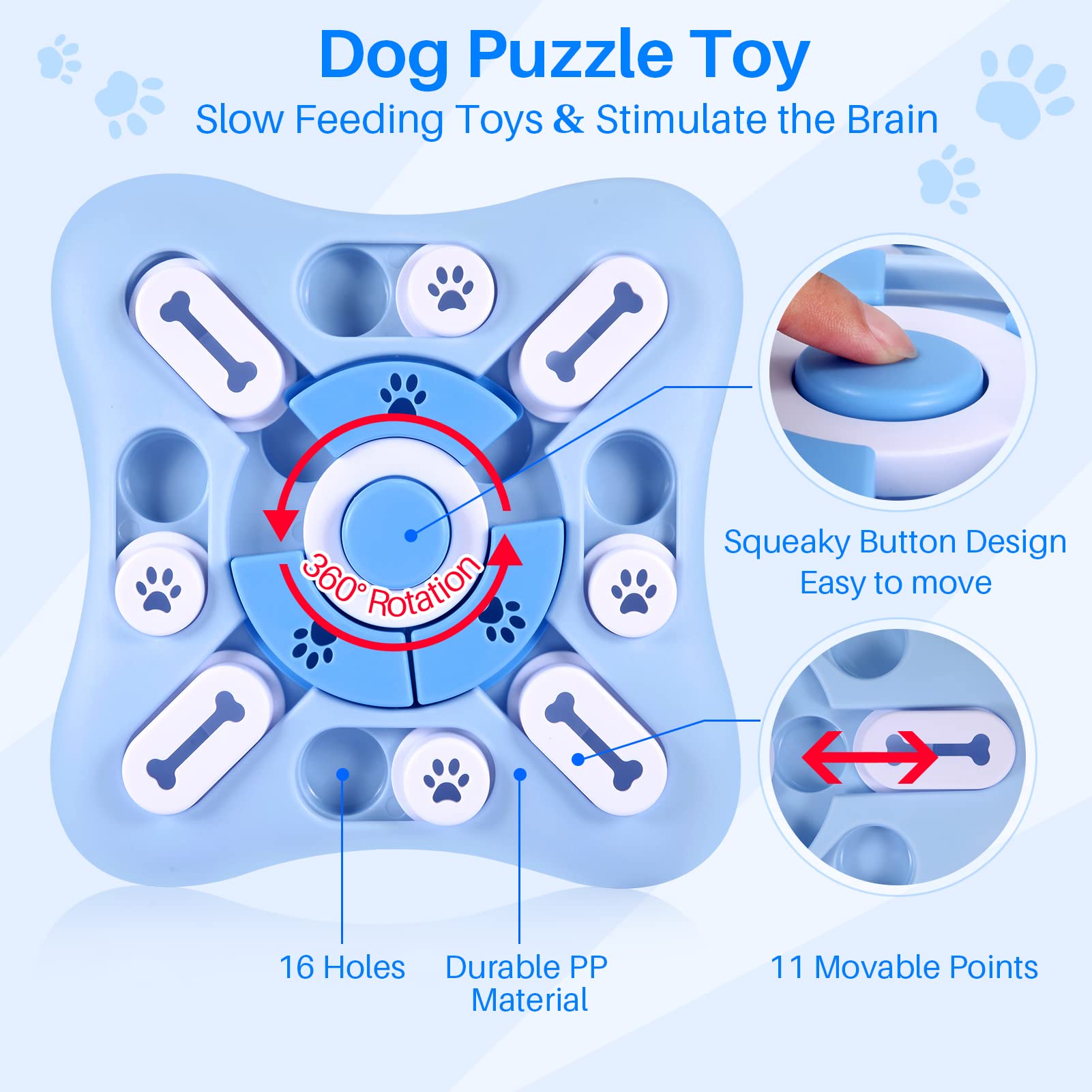 AVOAR Dog Puzzle Toy – Interactive Treat Game with 11 Movable Sliders, Squeaky Sound for Large, Medium, Small Dogs & Cats