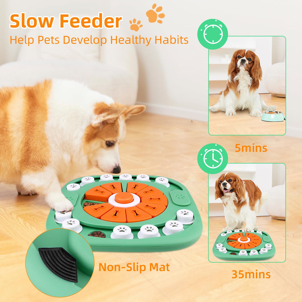 AVOAR Dog Puzzle Toy – Level 3 Green, Mentally Stimulating Treat Dispenser for Large Medium Dogs