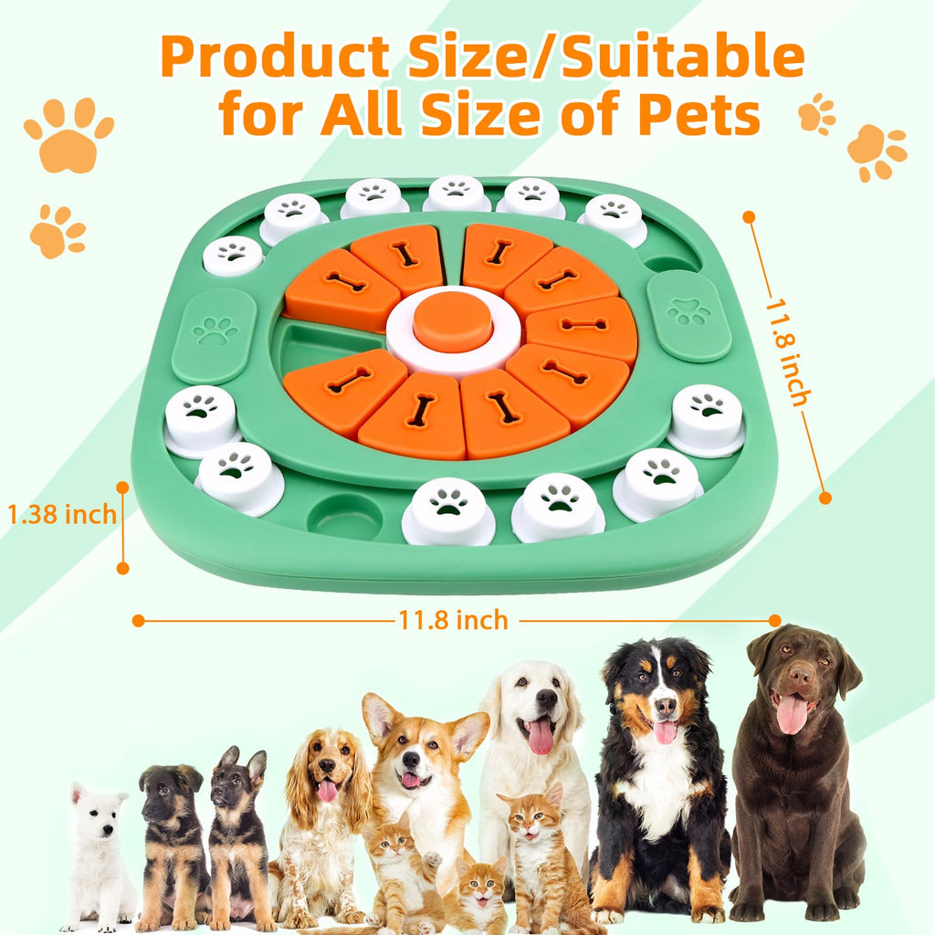AVOAR Dog Puzzle Toy – Level 3 Green, Mentally Stimulating Treat Dispenser for Large Medium Dogs