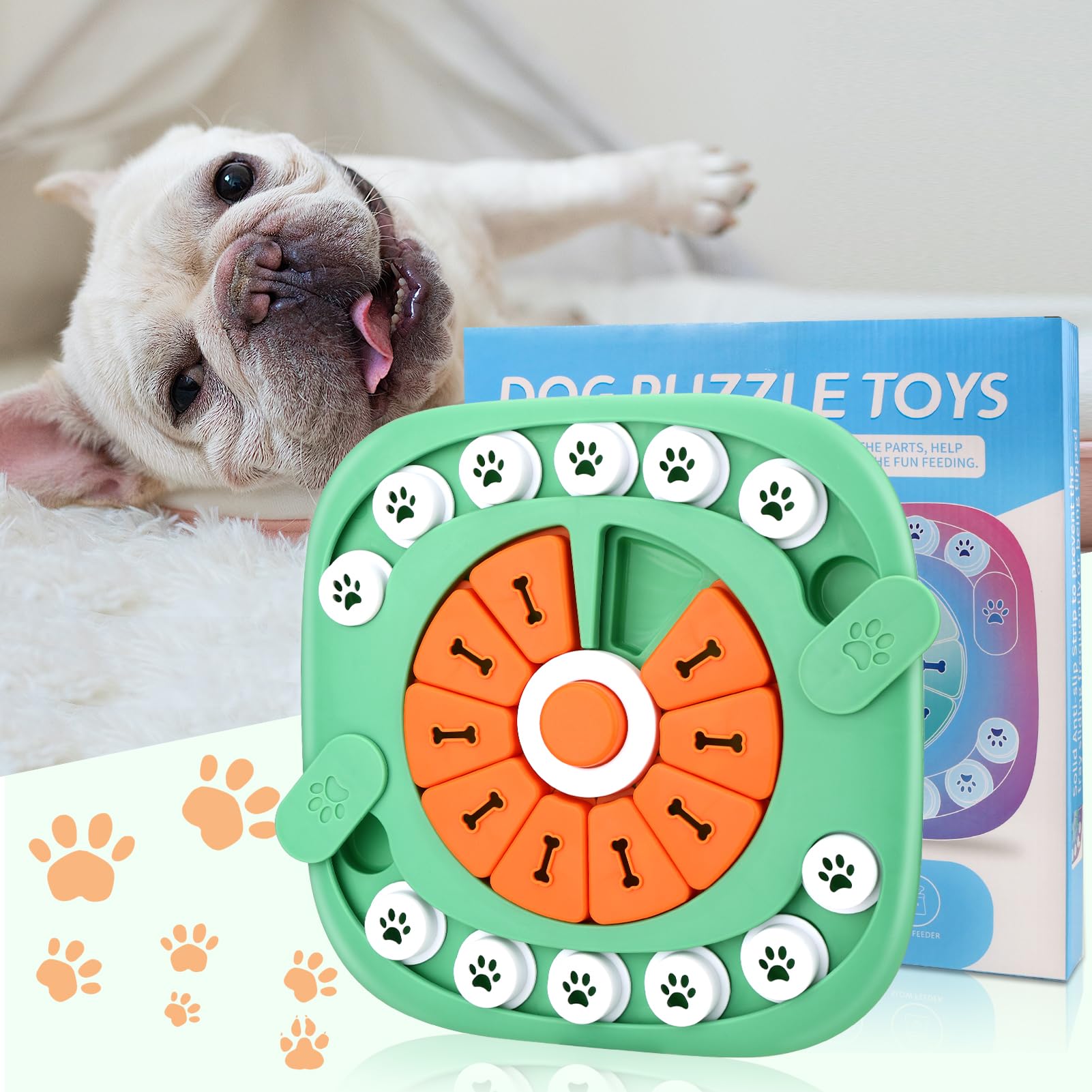 AVOAR Dog Puzzle Toy – Level 3 Green, Mentally Stimulating Treat Dispenser for Large Medium Dogs
