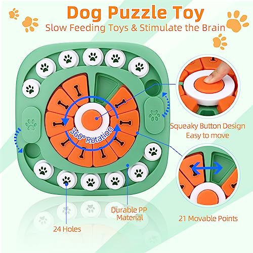 AVOAR Dog Puzzle Toy – Level 3 Green, Mentally Stimulating Treat Dispenser for Large Medium Dogs