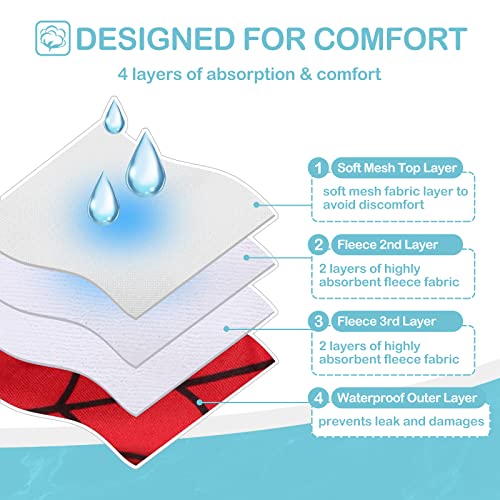 Avont 3 Pack Washable Female Dog Diapers, Reusable Period Diapers for Heat Cycle & Incontinence – Red/Blue/White, Size M
