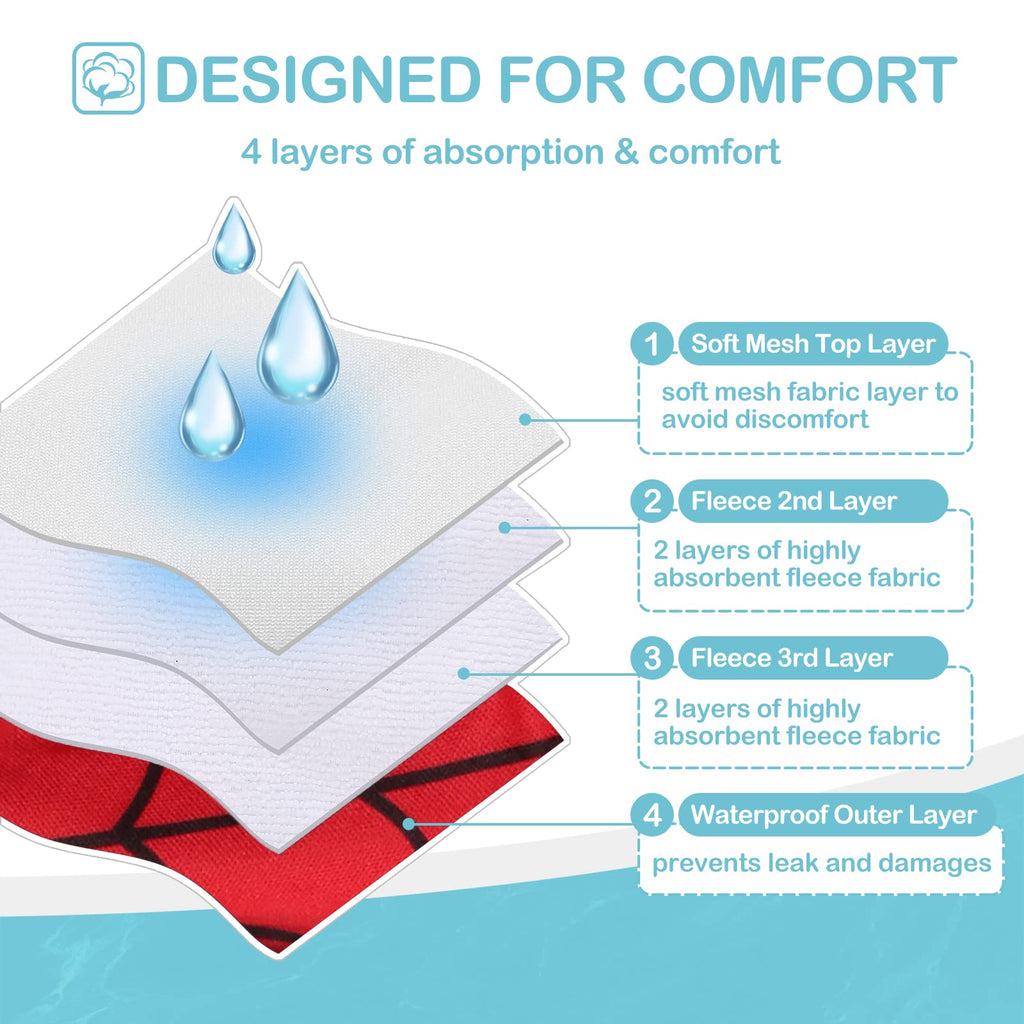 Avont 3 Pack Washable Female Dog Diapers, Reusable Period Diapers for Heat Cycle & Incontinence – Red/Blue/White, Size M
