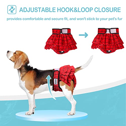 Avont 3 Pack Washable Female Dog Diapers, Reusable Period Diapers for Heat Cycle & Incontinence – Red/Blue/White, Size M