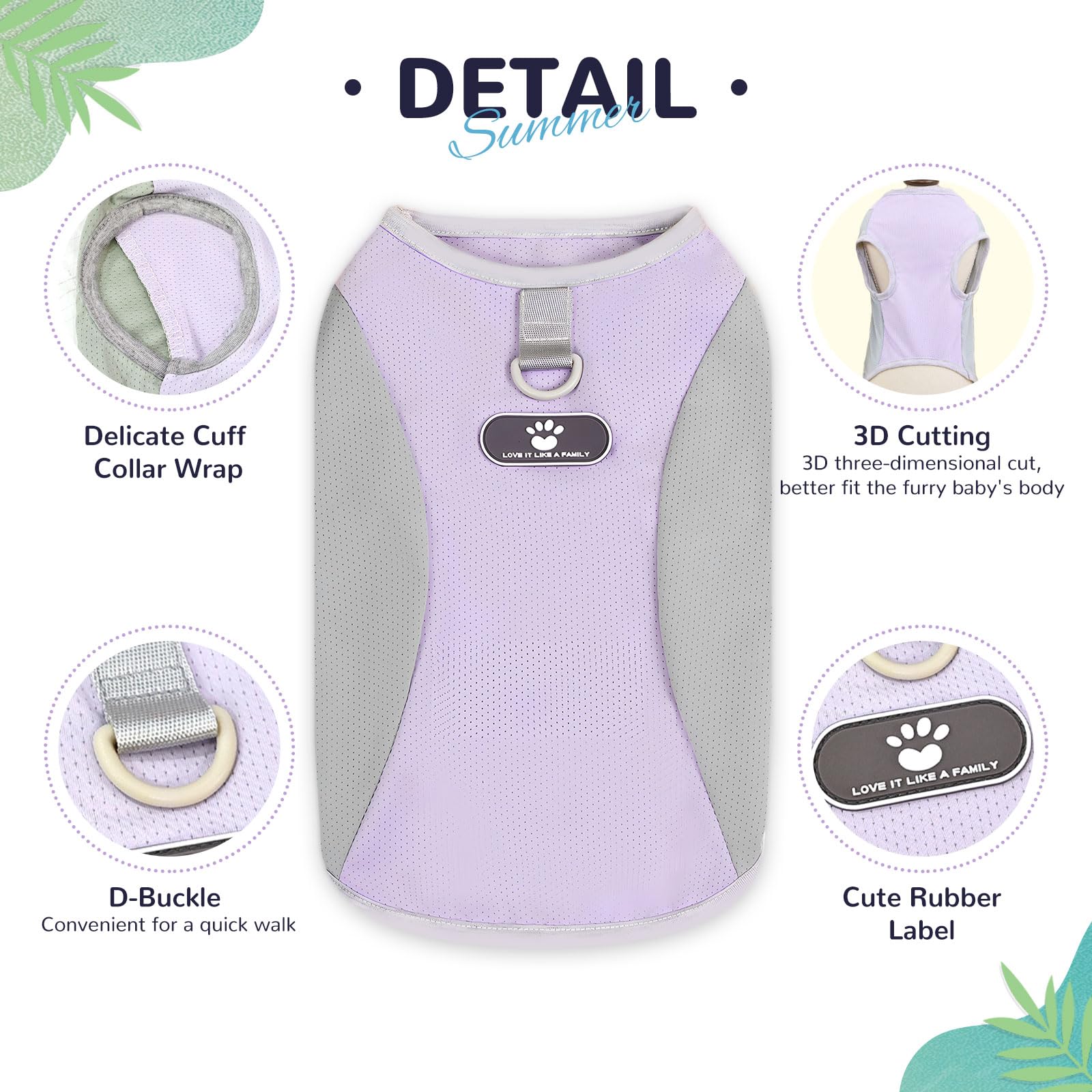 AXIIJGL 3-Pack Dog Cooling Vest – SPF 30 Sun Protection, Stretchy T-Shirt with D-Ring for Small Breeds
