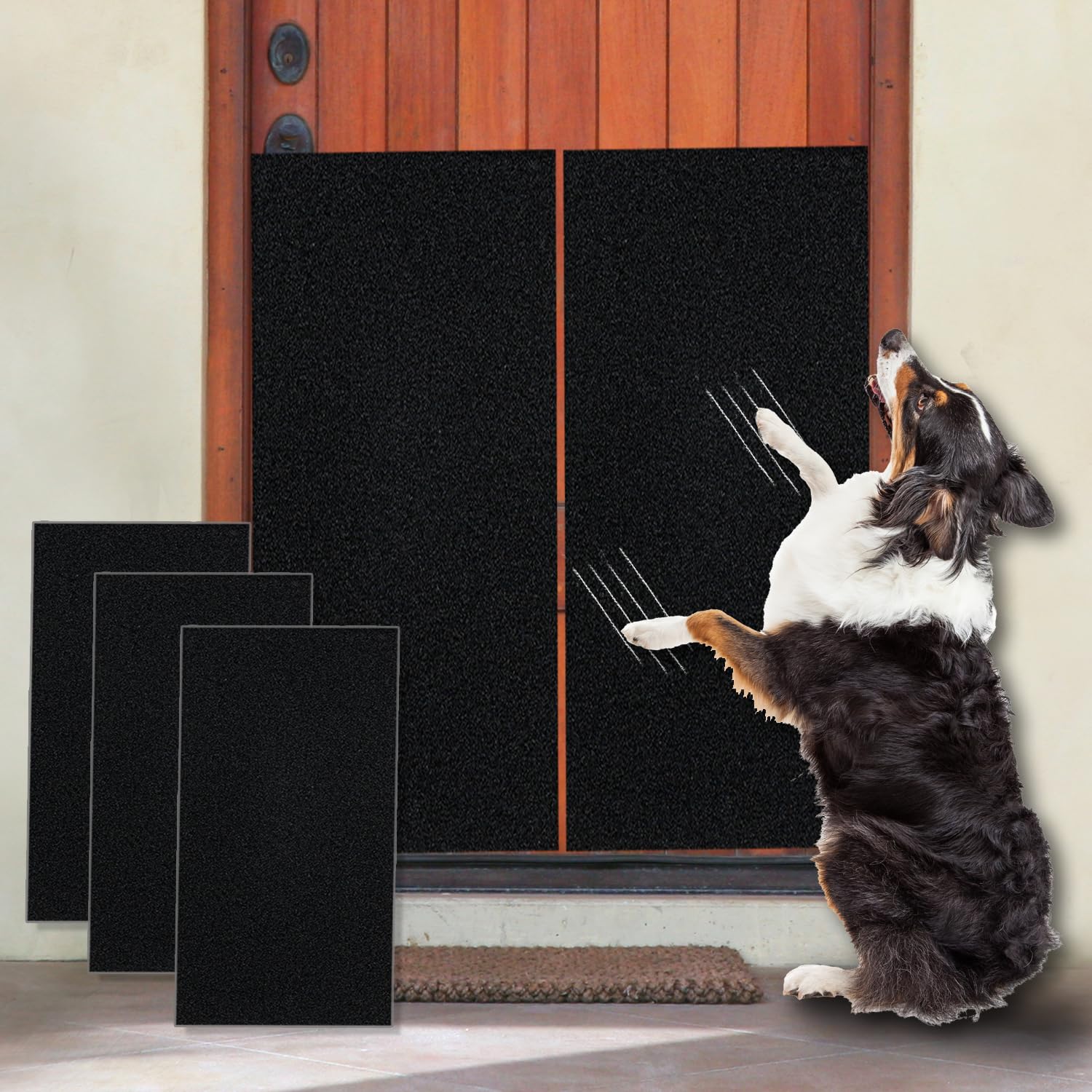 AZOPO Self-Adhesive Dog Scratch Protector Sandpaper - 10x12.5 ft, 80-Grit for Large Dogs (Black)