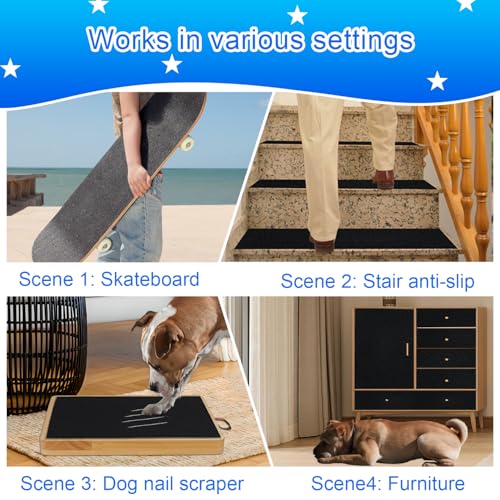 AZOPO Self-Adhesive Dog Scratch Protector Sandpaper - 10x12.5 ft, 80-Grit for Large Dogs (Black)