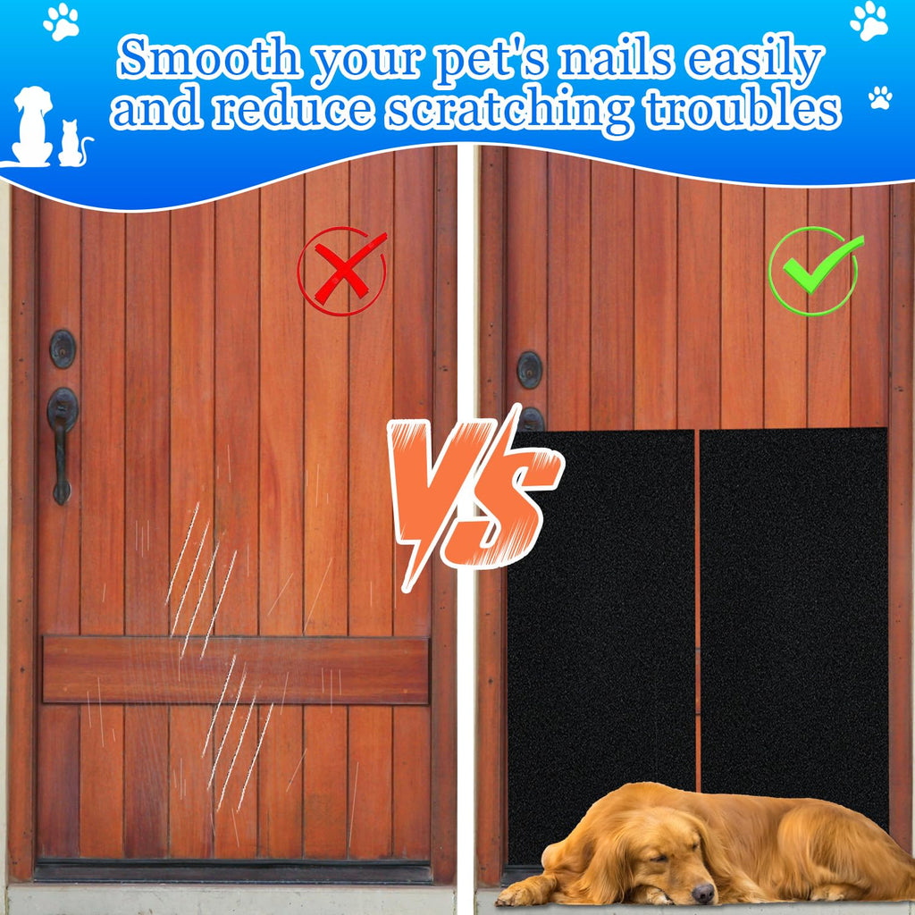 AZOPO Self-Adhesive Dog Scratch Protector Sandpaper - 10x12.5 ft, 80-Grit for Large Dogs (Black)