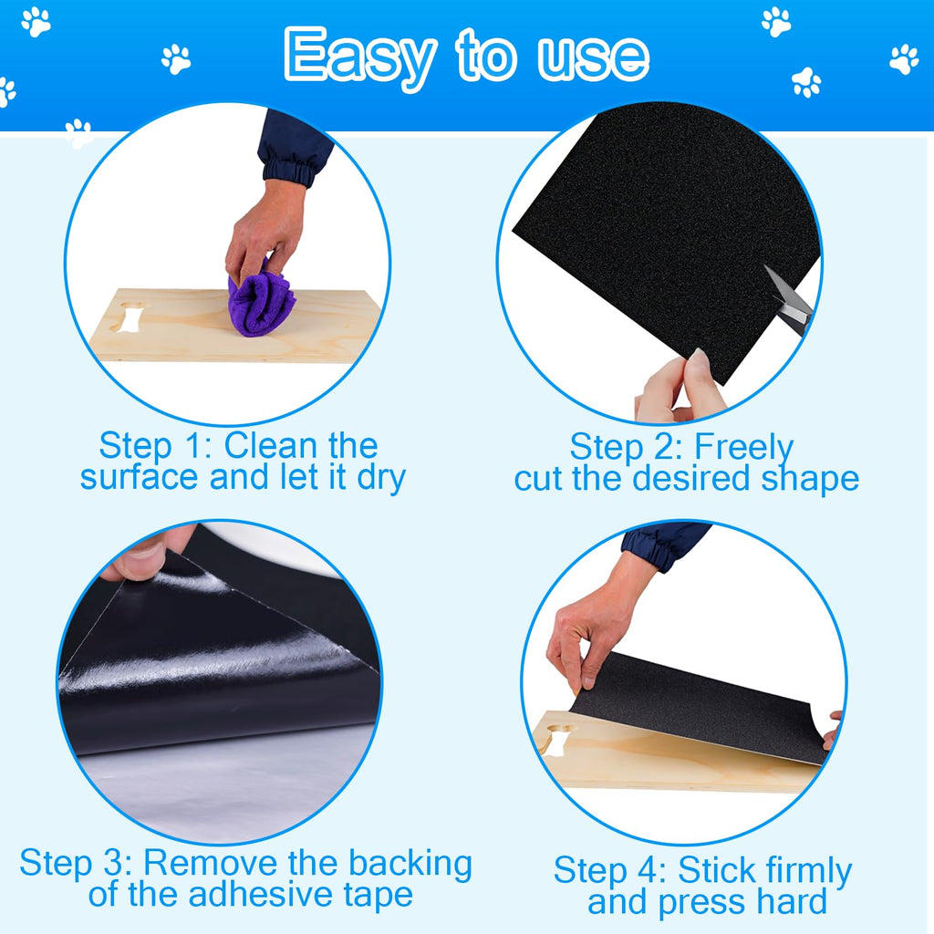 AZOPO Self-Adhesive Dog Scratch Protector Sandpaper - 10x12.5 ft, 80-Grit for Large Dogs (Black)