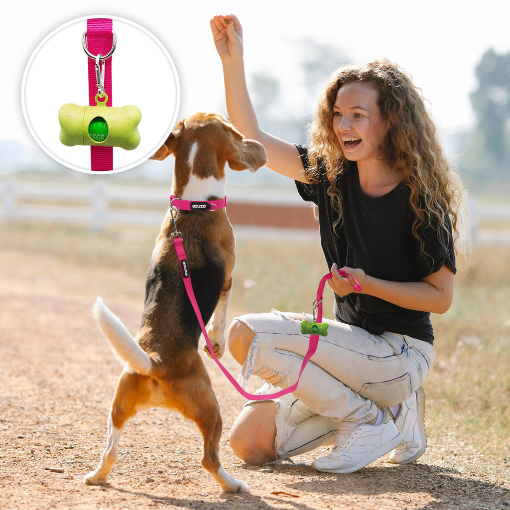 azuza 3-Pack Nylon Dog Leashes – 4ft x 1in for Large Dogs, Hot Pink/Pink/Purple