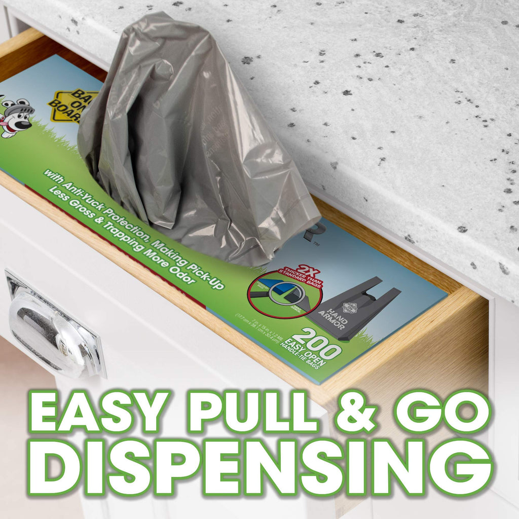 Bags on Board Extra Thick Dog Poop Bags – 200-Count Drawer Pack with Tie Handles