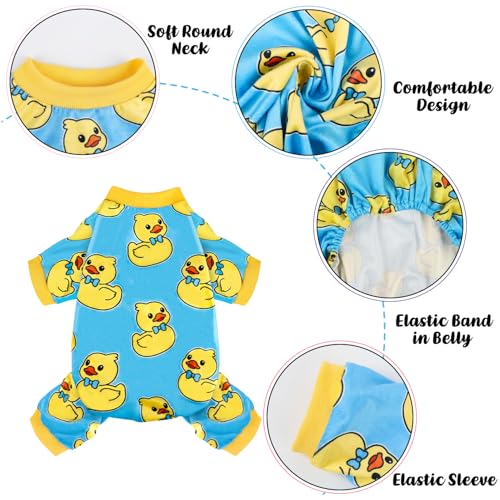 BAOBICUTE 4-Pack Dog Pajamas – Soft Recovery Suit Onesie for Small to Large Dogs (Strawberry, Duck, Pig Patterns)