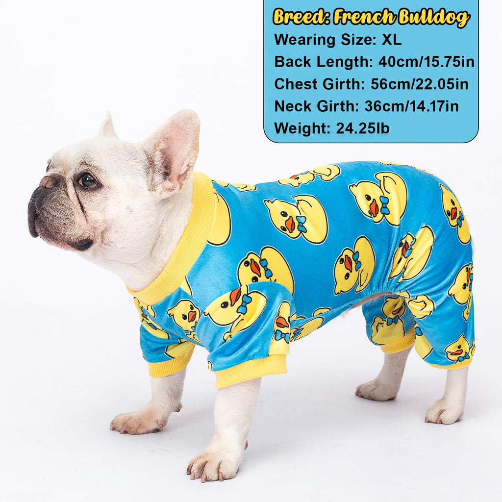 BAOBICUTE 4-Pack Dog Pajamas – Soft Recovery Suit Onesie for Small to Large Dogs (Strawberry, Duck, Pig Patterns)