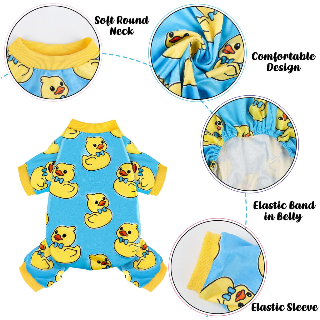 BAOBICUTE 4-Pack Dog Pajamas – Soft Recovery Suit Onesie for Small to Large Dogs (Strawberry, Duck, Pig Patterns)