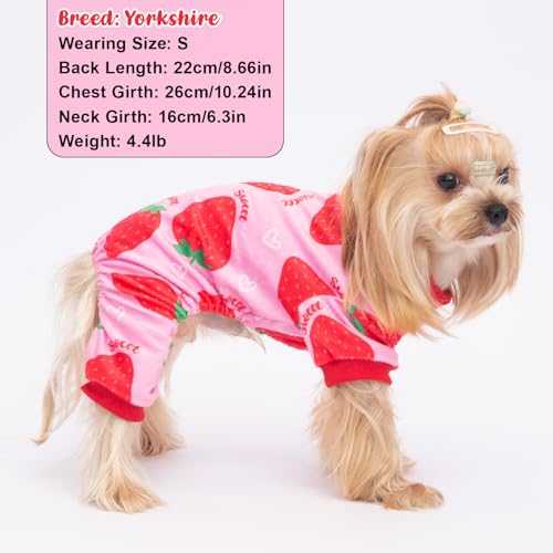 BAOBICUTE 4-Pack Dog Pajamas – Soft Recovery Suit Onesie for Small to Large Dogs (Strawberry, Duck, Pig Patterns)