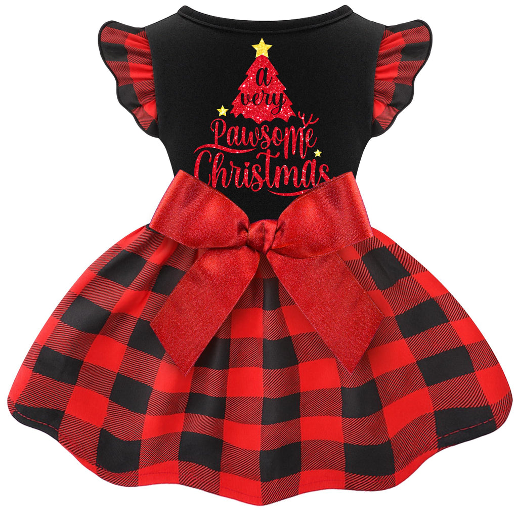 BAOBICUTE Dog Christmas Dress – Ruffle Tulle Puppy Clothes with Bow for Small Medium Pets