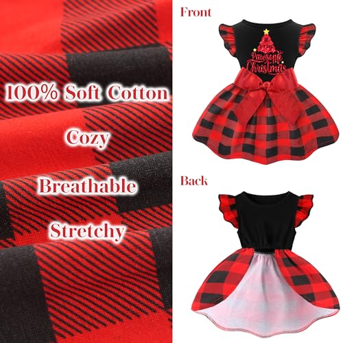 BAOBICUTE Dog Christmas Dress – Ruffle Tulle Puppy Clothes with Bow for Small Medium Pets