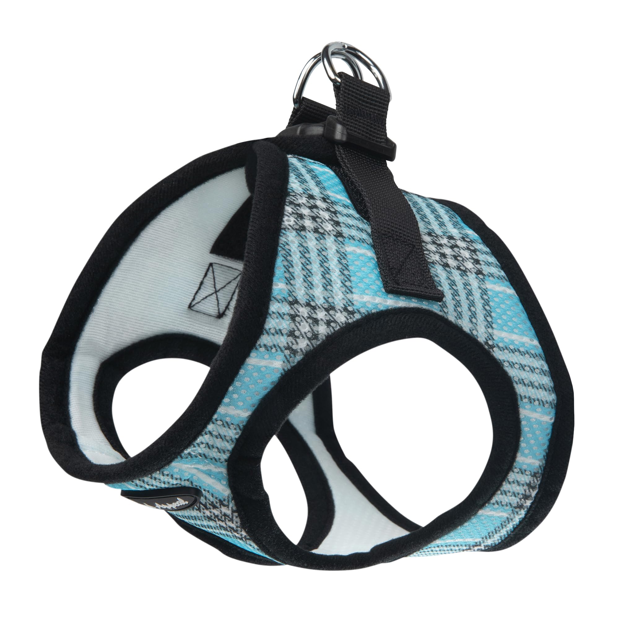 Bark Appeal Blue Plaid Step-in Dog Harness for Small Pets (13-15" Chest) - Soft Mesh Vest with Adjustable Strap and Heavy Duty Clip