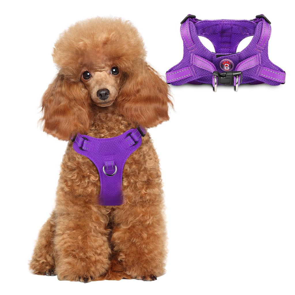 BARKBAY Purple XS Step-In Dog Harness – Reflective, Adjustable No-Pull Vest for Small Dogs and Cats