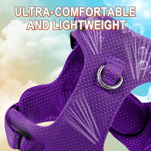 BARKBAY Purple XS Step-In Dog Harness – Reflective, Adjustable No-Pull Vest for Small Dogs and Cats