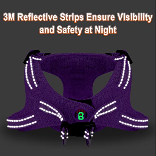 BARKBAY Purple XS Step-In Dog Harness – Reflective, Adjustable No-Pull Vest for Small Dogs and Cats