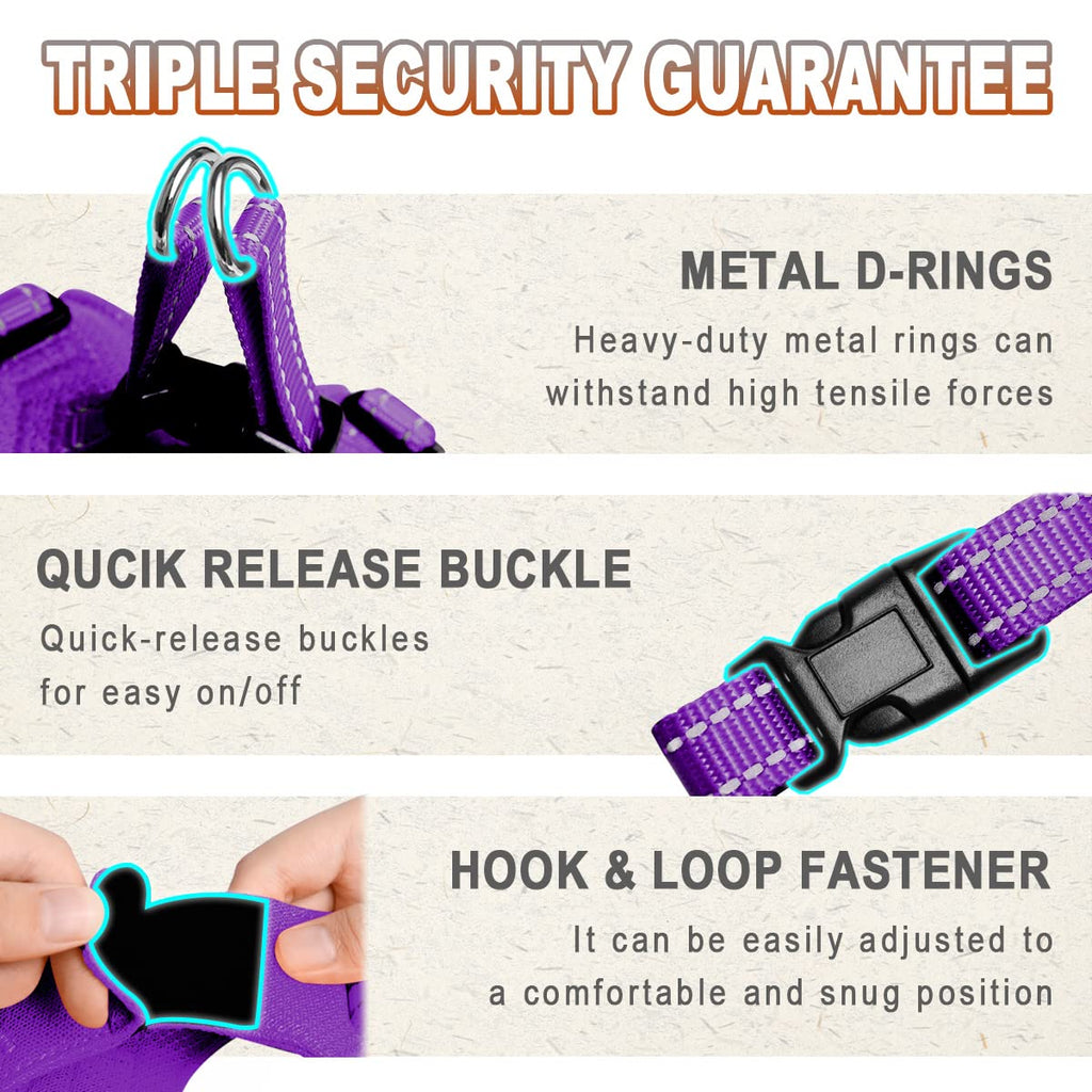 BARKBAY Purple XS Step-In Dog Harness – Reflective, Adjustable No-Pull Vest for Small Dogs and Cats