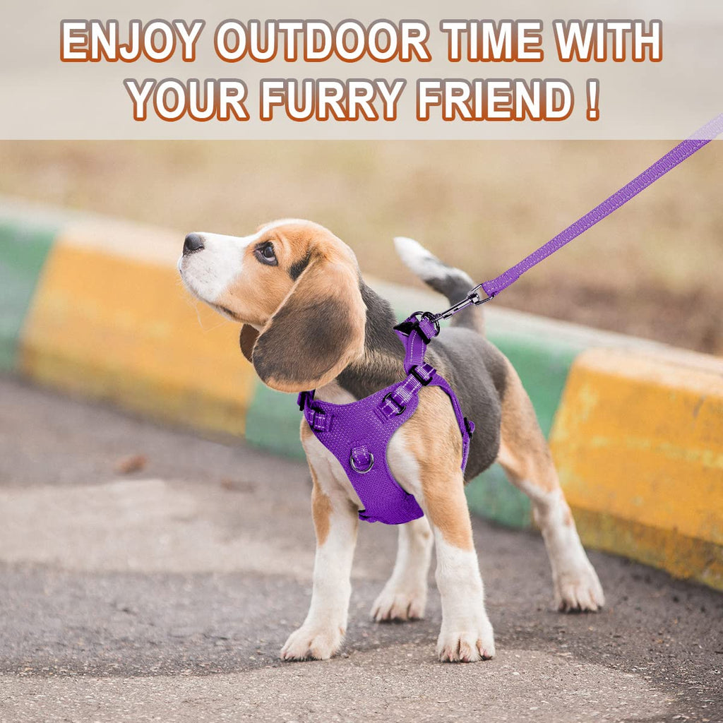 BARKBAY Purple XS Step-In Dog Harness – Reflective, Adjustable No-Pull Vest for Small Dogs and Cats