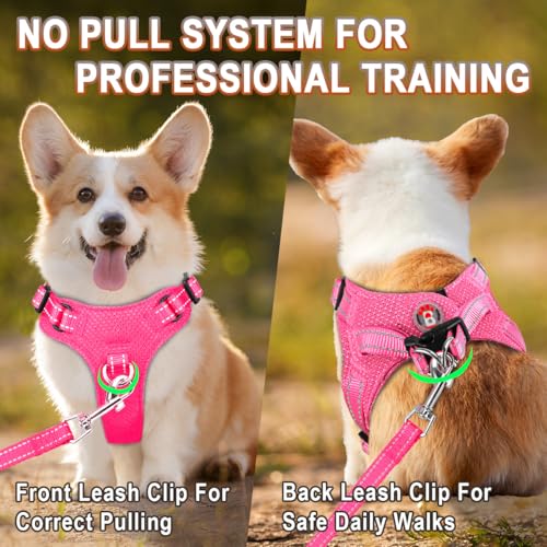 BARKBAY Step-In Dog Harness – Pink XS, Reflective Mesh Vest for Small Dogs and Cats