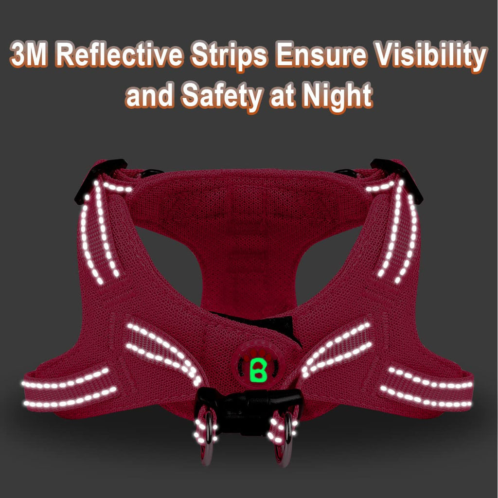 BARKBAY Step-In Dog Harness – Pink XS, Reflective Mesh Vest for Small Dogs and Cats