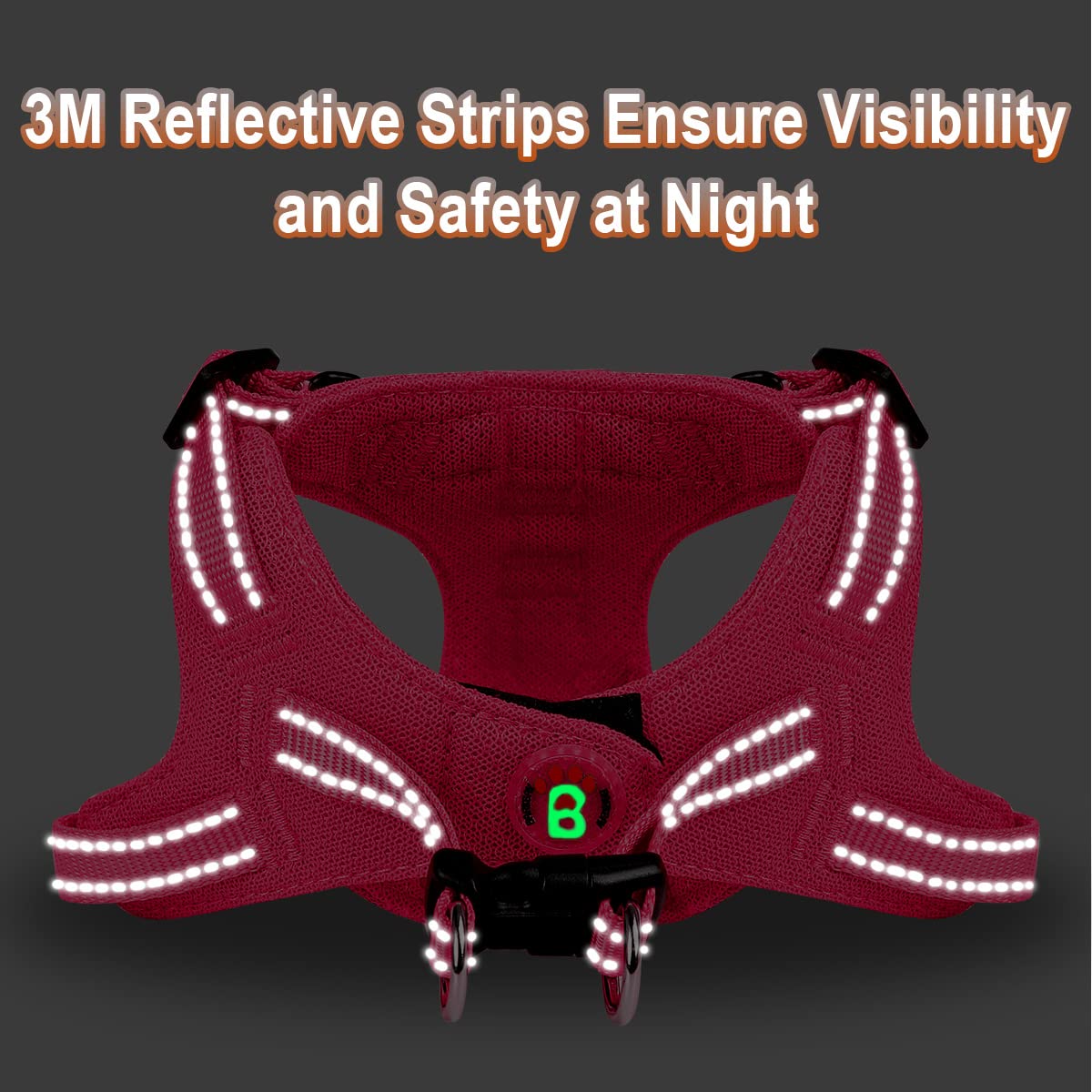 BARKBAY Step-In Dog Harness – Pink XS, Reflective Mesh Vest for Small Dogs and Cats