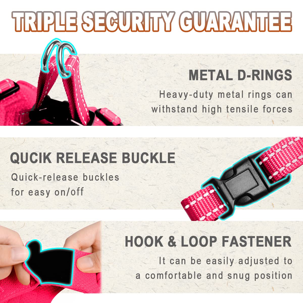 BARKBAY Step-In Dog Harness – Pink XS, Reflective Mesh Vest for Small Dogs and Cats