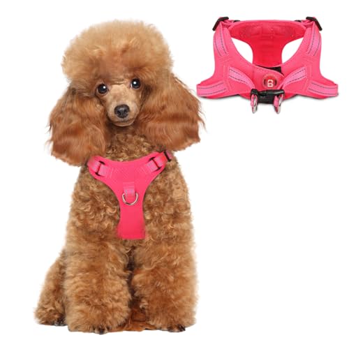 BARKBAY Step-In Dog Harness – Pink XS, Reflective Mesh Vest for Small Dogs and Cats
