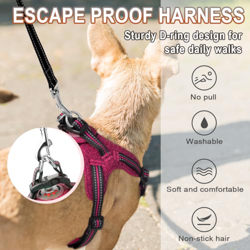BARKBAY Step-in Dog Harness – Reflective, Adjustable, No-Pull Vest for Small Dogs & Cats, Pink/Black, Size S