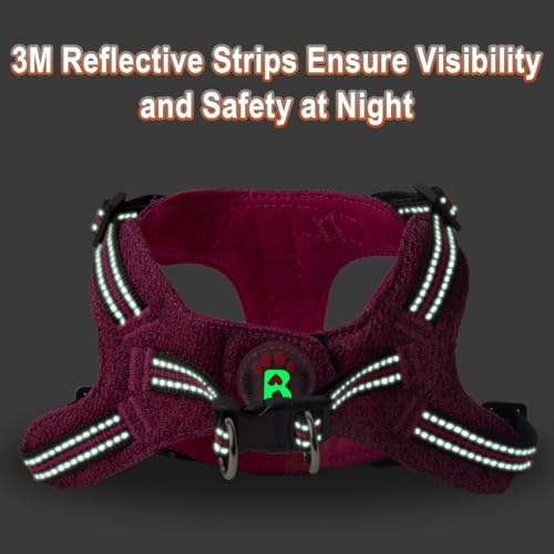 BARKBAY Step-in Dog Harness – Reflective, Adjustable, No-Pull Vest for Small Dogs & Cats, Pink/Black, Size S