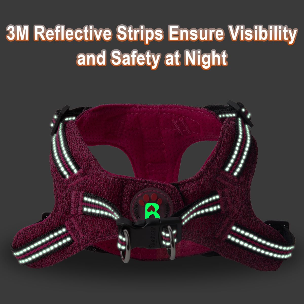 BARKBAY Step-in Dog Harness – Reflective, Adjustable, No-Pull Vest for Small Dogs & Cats, Pink/Black, Size S