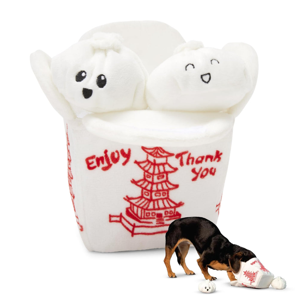 Barkbox Andi's Dumpling Large 2-in-1 Interactive Dog Toy - Plush with Squeaky Ball for Aggressive Chewers