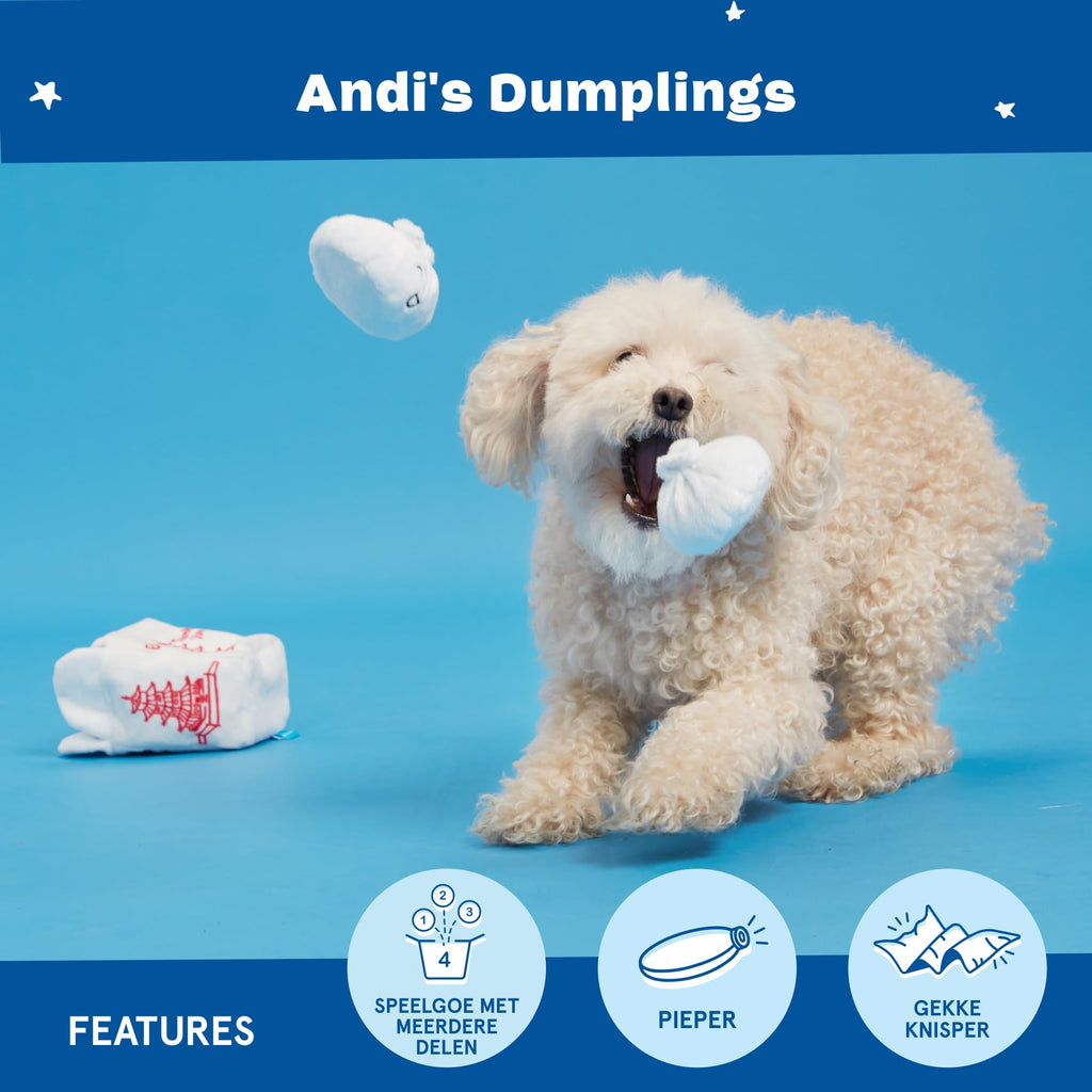 Barkbox Andi's Dumpling Large 2-in-1 Interactive Dog Toy - Plush with Squeaky Ball for Aggressive Chewers