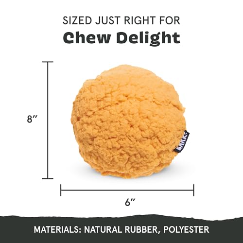 BarkBox Cheeze Brawl Super Chewer Plush Toy – Large, Cheese-Scented Rip & Reveal with Hidden Squeaky Ball