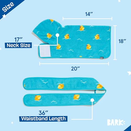 Barkbox Dog Bathrobe - Fast Drying Microfiber with Hook & Loop Closure - Small (Rubber Duck)
