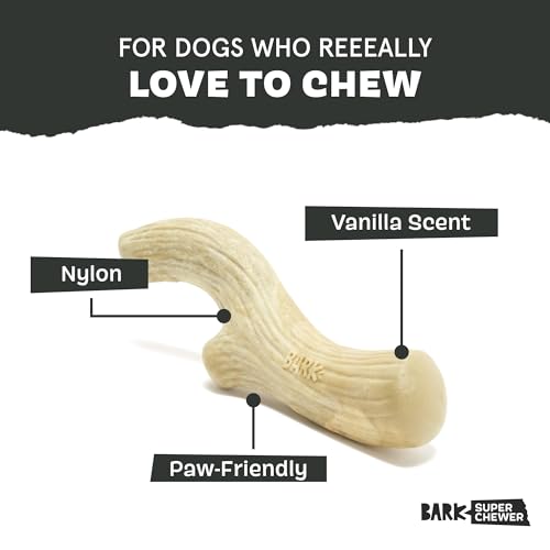 BarkBox Super Chewer Tough Dog Chew Toy for Aggressive Chewers, Large, Smoke Scented Antler