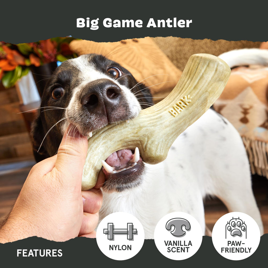 BarkBox Super Chewer Tough Dog Chew Toy for Aggressive Chewers, Large, Smoke Scented Antler