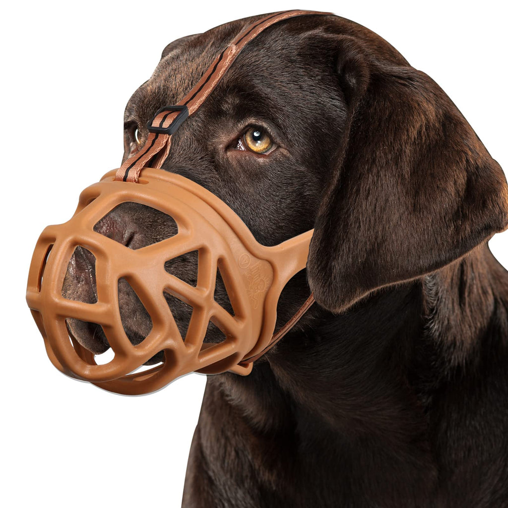 BARKLESS Dog Muzzle XS Brown - Basket Muzzle for Small Breeds, Anti-Biting and Chewing