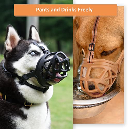 BARKLESS Dog Muzzle XS Brown - Basket Muzzle for Small Breeds, Anti-Biting and Chewing