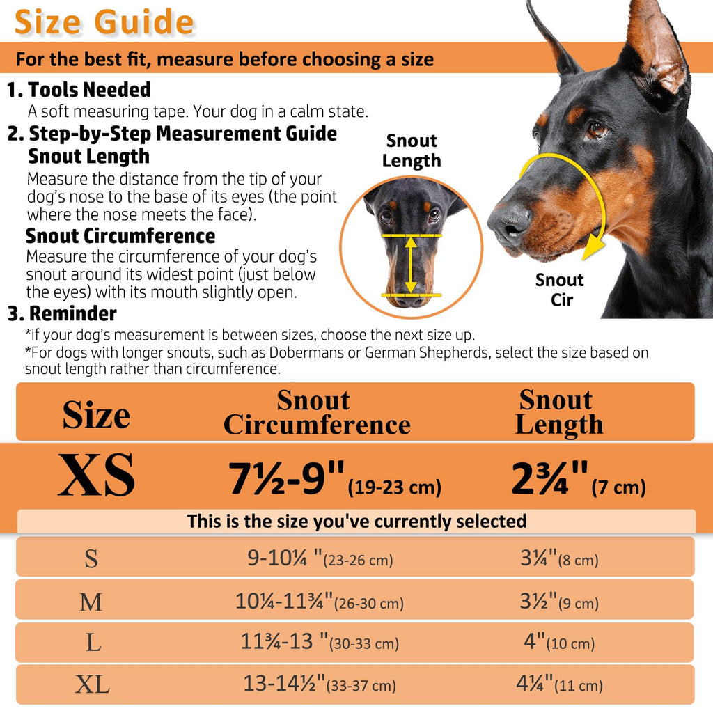 BARKLESS Dog Muzzle XS Brown - Basket Muzzle for Small Breeds, Anti-Biting and Chewing
