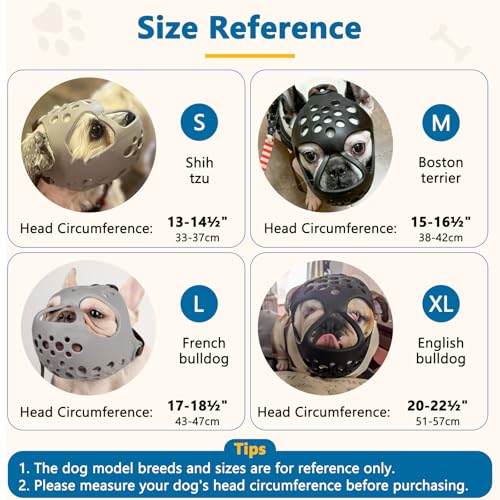 BARKLESS Short Snout Dog Muzzle Size S – Silicone Flat Faced Muzzle for French Bulldog, Pug, Shih Tzu, Allows Panting and Drinking