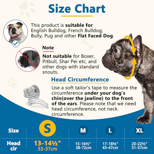 BARKLESS Short Snout Dog Muzzle Size S – Silicone Flat Faced Muzzle for French Bulldog, Pug, Shih Tzu, Allows Panting and Drinking