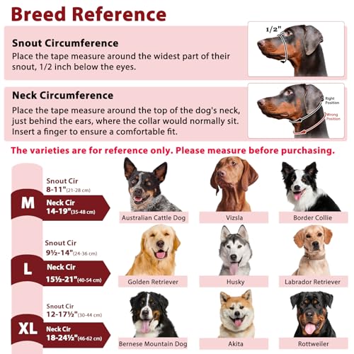 BARKLESS Soft Dog Head Collar - Padded No Pull Head Halter, Red, Size L for Medium Large Dogs