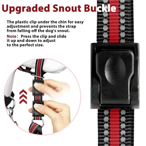 BARKLESS Soft Dog Head Collar - Padded No Pull Head Halter, Red, Size L for Medium Large Dogs