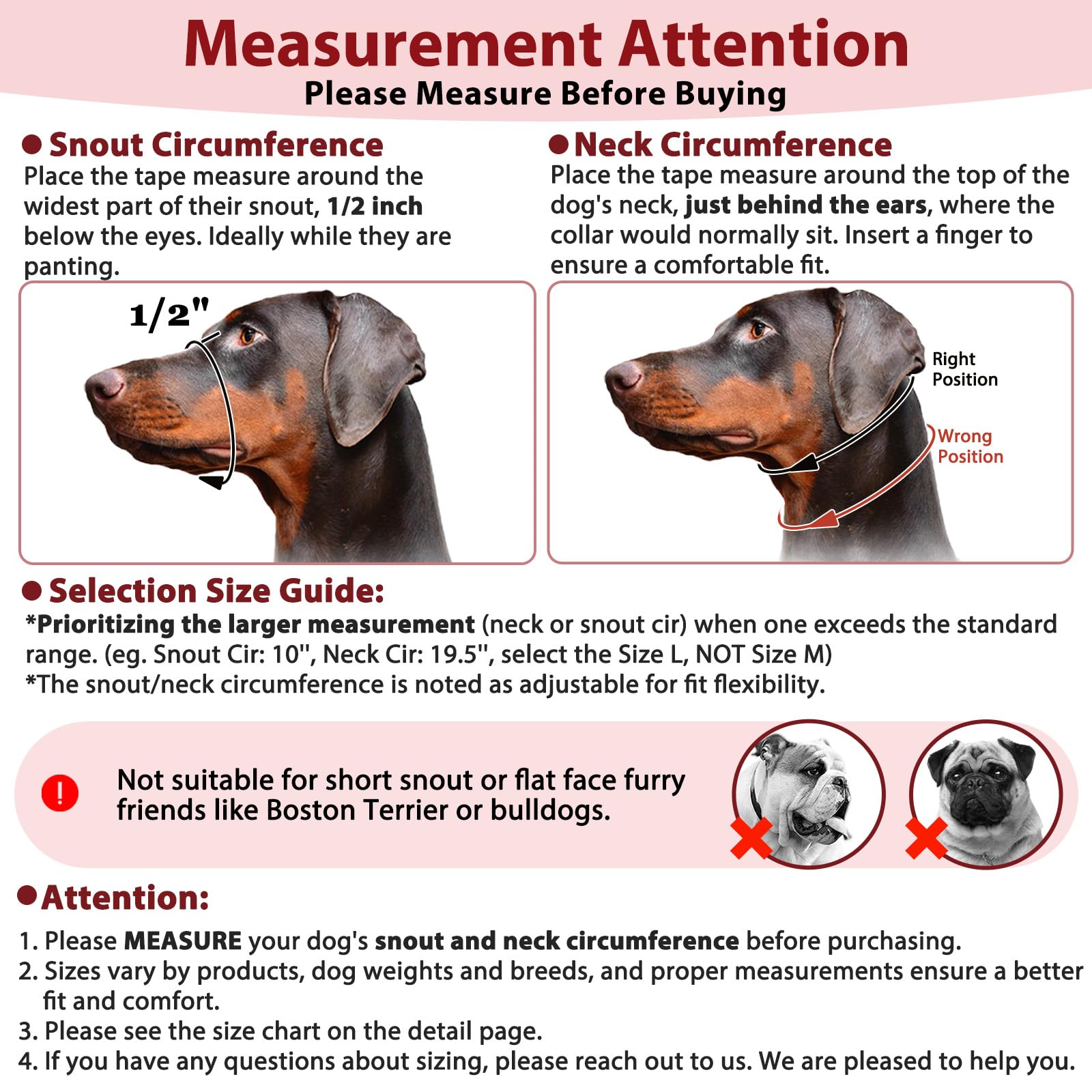 BARKLESS Soft Dog Head Collar - Padded No Pull Head Halter, Red, Size L for Medium Large Dogs