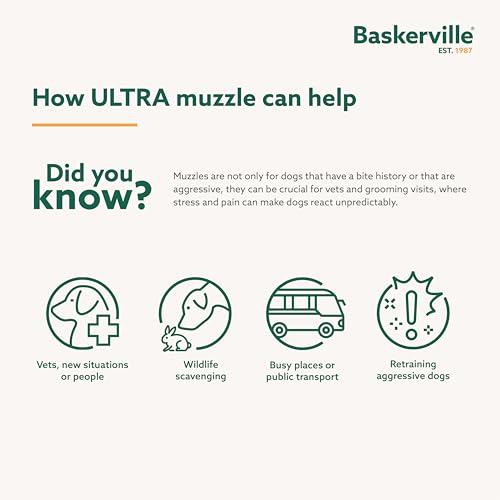 Baskerville Ultra Muzzle Size 4 Black - Humane, Breathable, Heat-Shapable for Medium Dogs